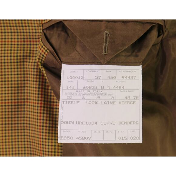 Faconnable by Cantarelli Gold Check Wool 3/2 Rolled Lapel Blazer Jacket 38R - Picture 8 of 8